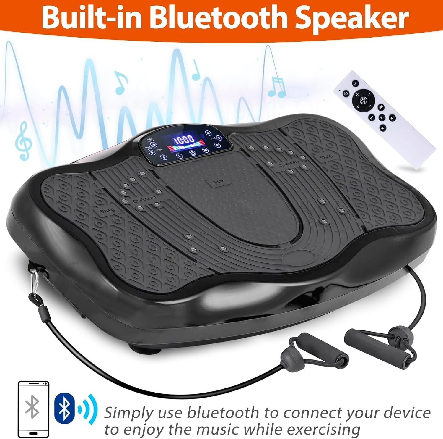 Vibration plate exercise machine showing sturdy iron base and design