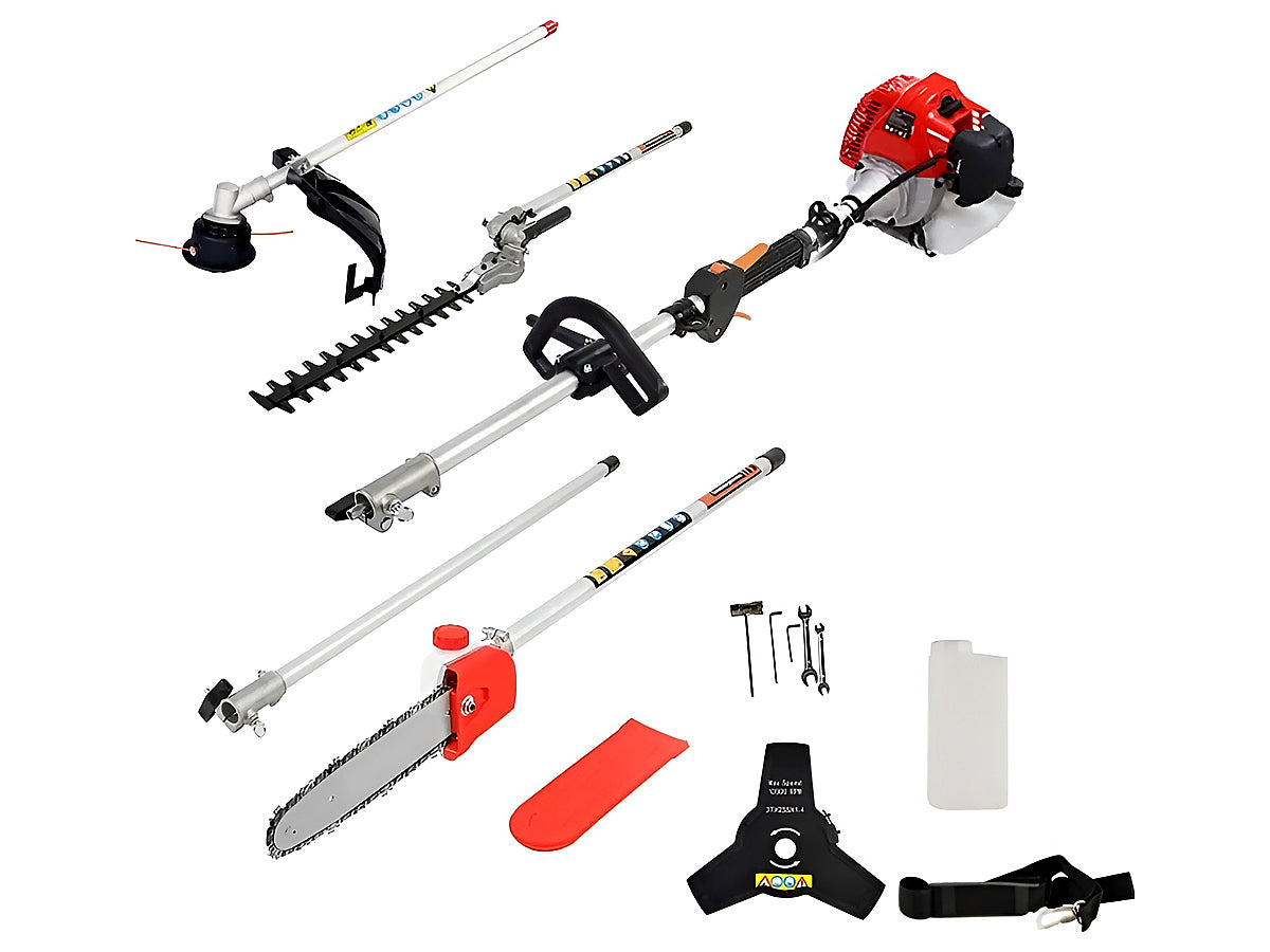 Brush weed cutter adjustable shaft and cutting angles