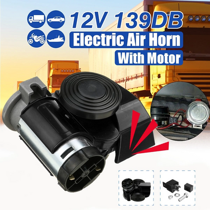 Car horn air horn 12V highlighting dual tone sound outlets