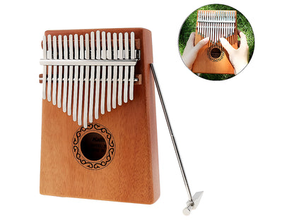 Close-up of thumb piano kalimba keys with embossed note letters