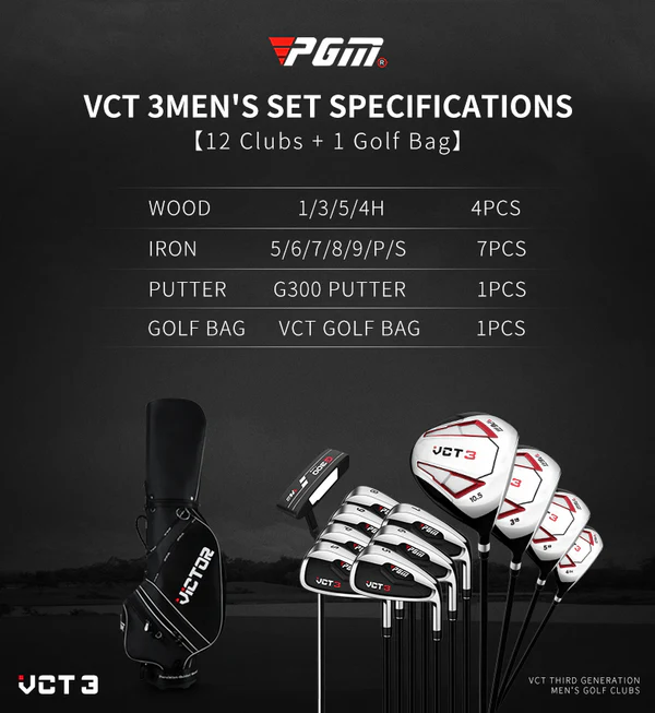 Men golf clubs set with bag highlighting carry strap on bag
