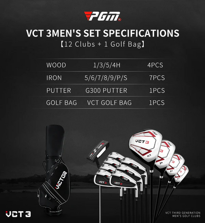 Men golf clubs set with bag highlighting carry strap on bag