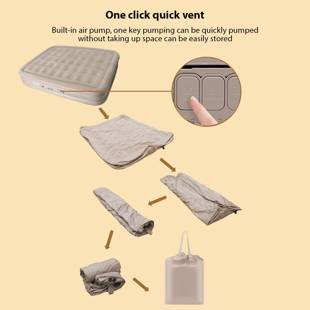 Inflatable mattress with pump in use at a camping site in New Zealand