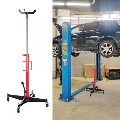 Steel construction detail on transmission jack frame