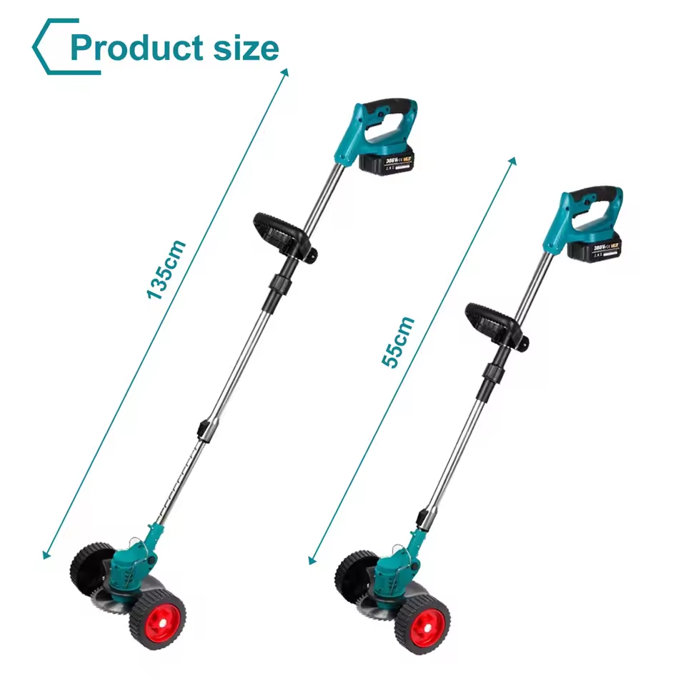 Wheels of cordless lawn mower grass cutter for smooth garden movement