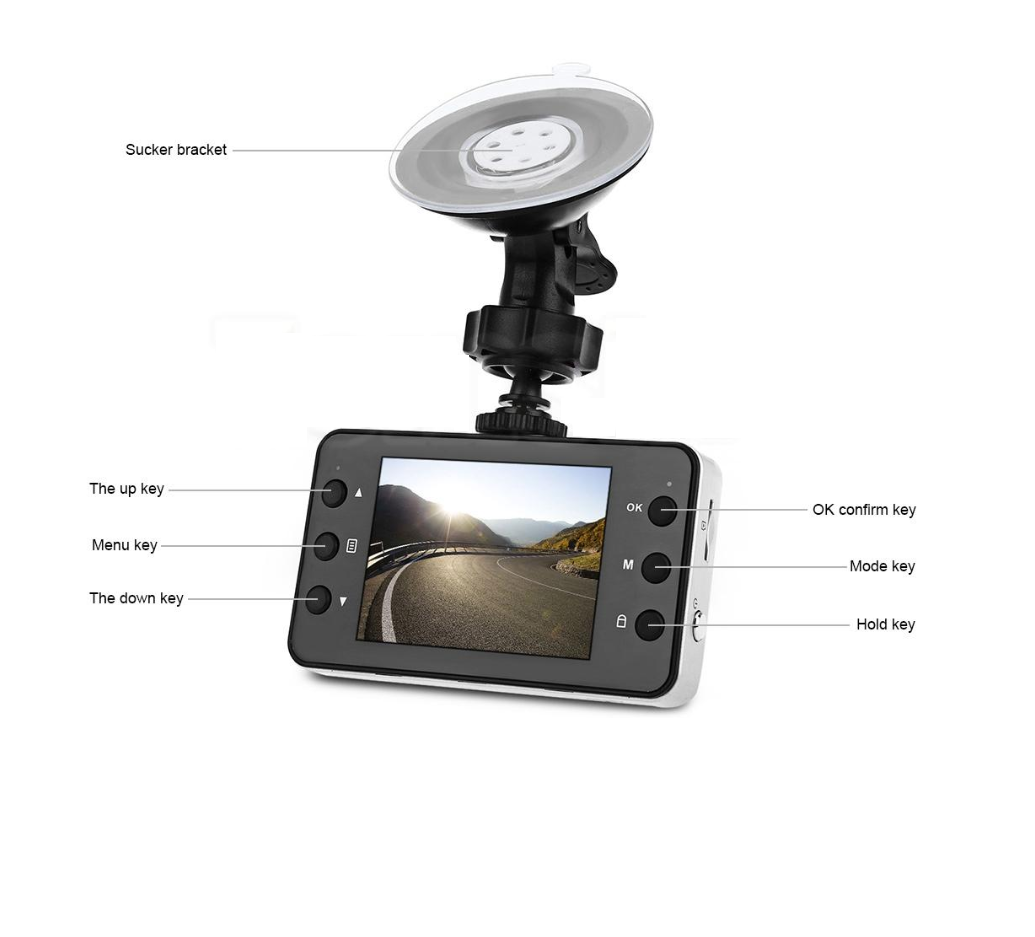 Car dash camera with built-in microphone and speaker detail