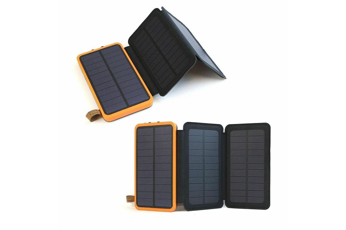 Solar power bank 20000mAh unfolded with three solar panels