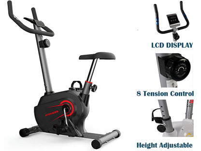 LCD screen on exercise bike displaying time and calories