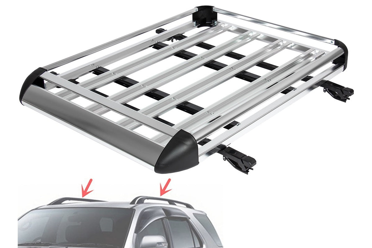 Close-up of roof rack basket universal showing powder coated aluminium frame