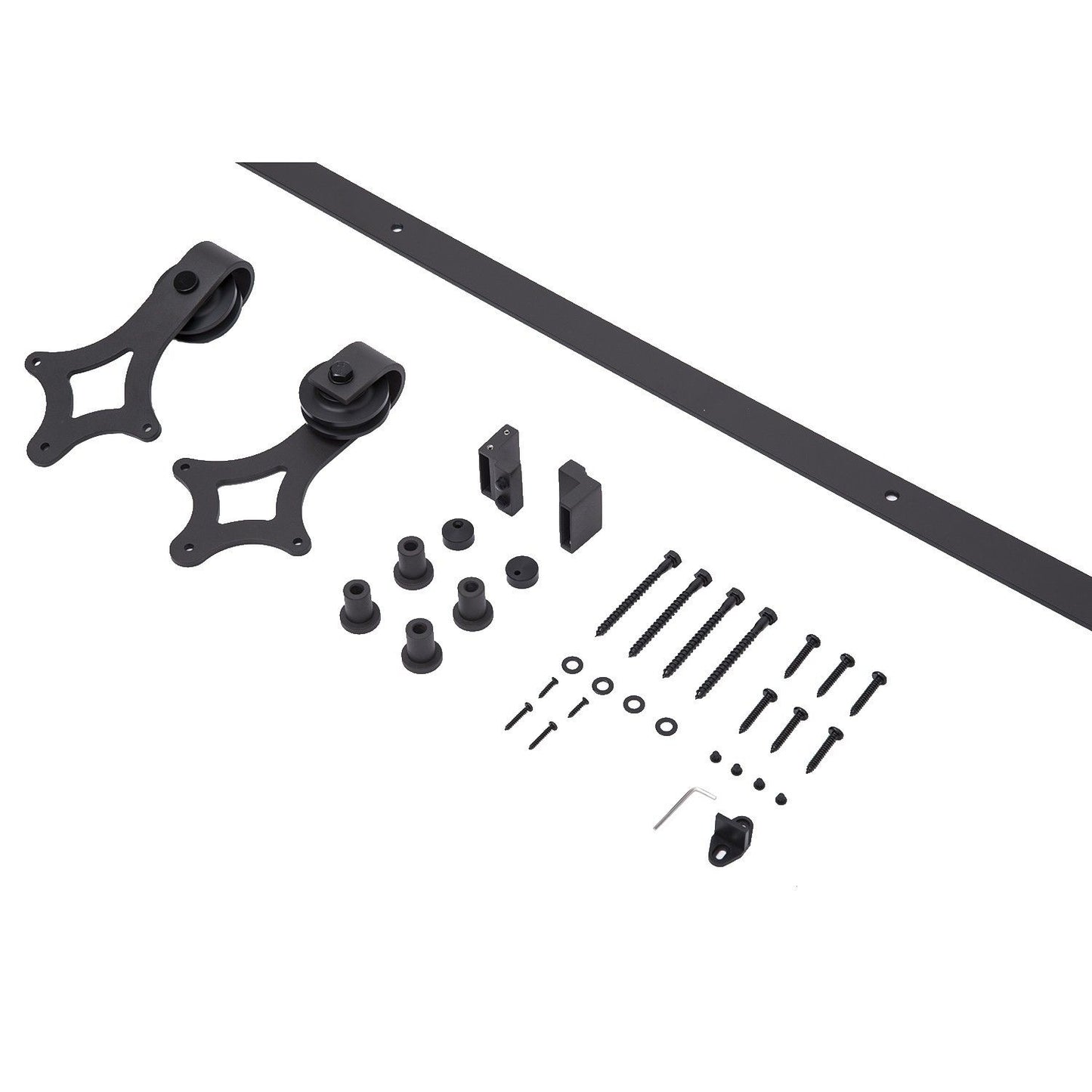 Door stopper included in barn door hardware kit