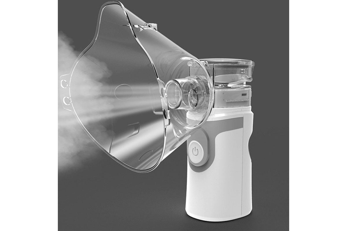 Close up of ultrasonic nebulizer inhaler mouthpiece attachment