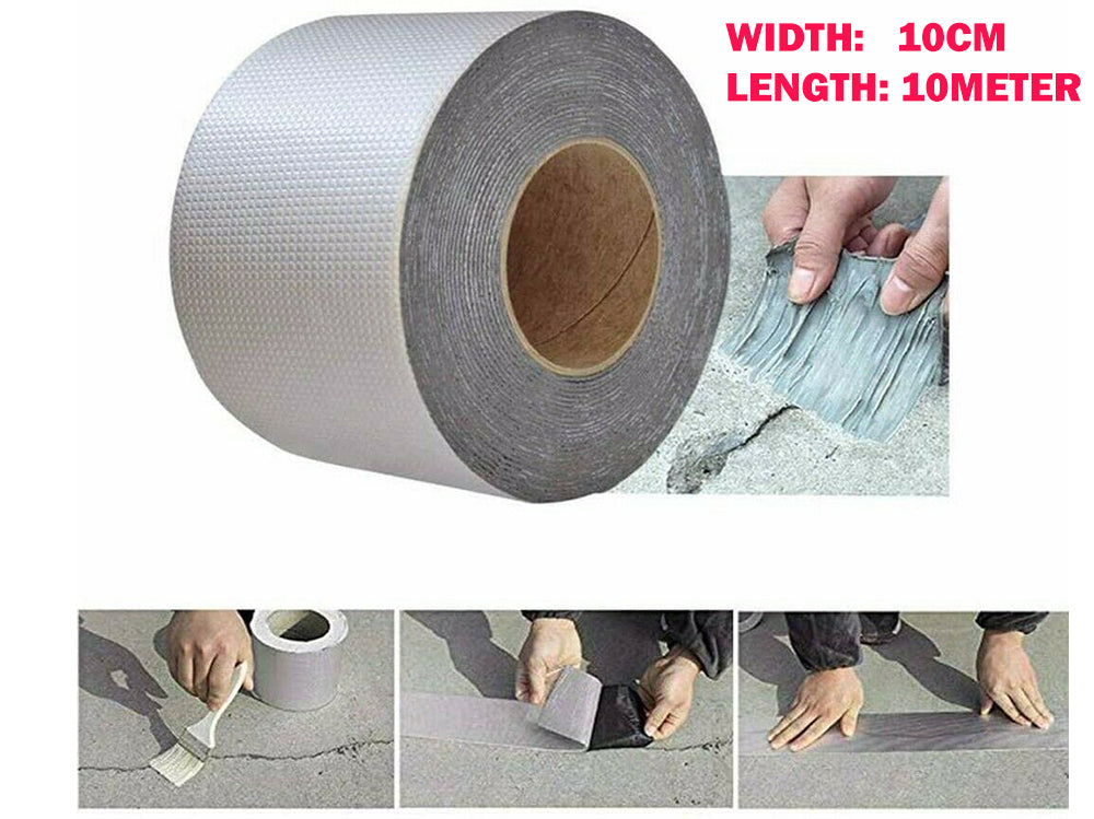 Aluminium foil tape packaging showing 10cm width and 10m length