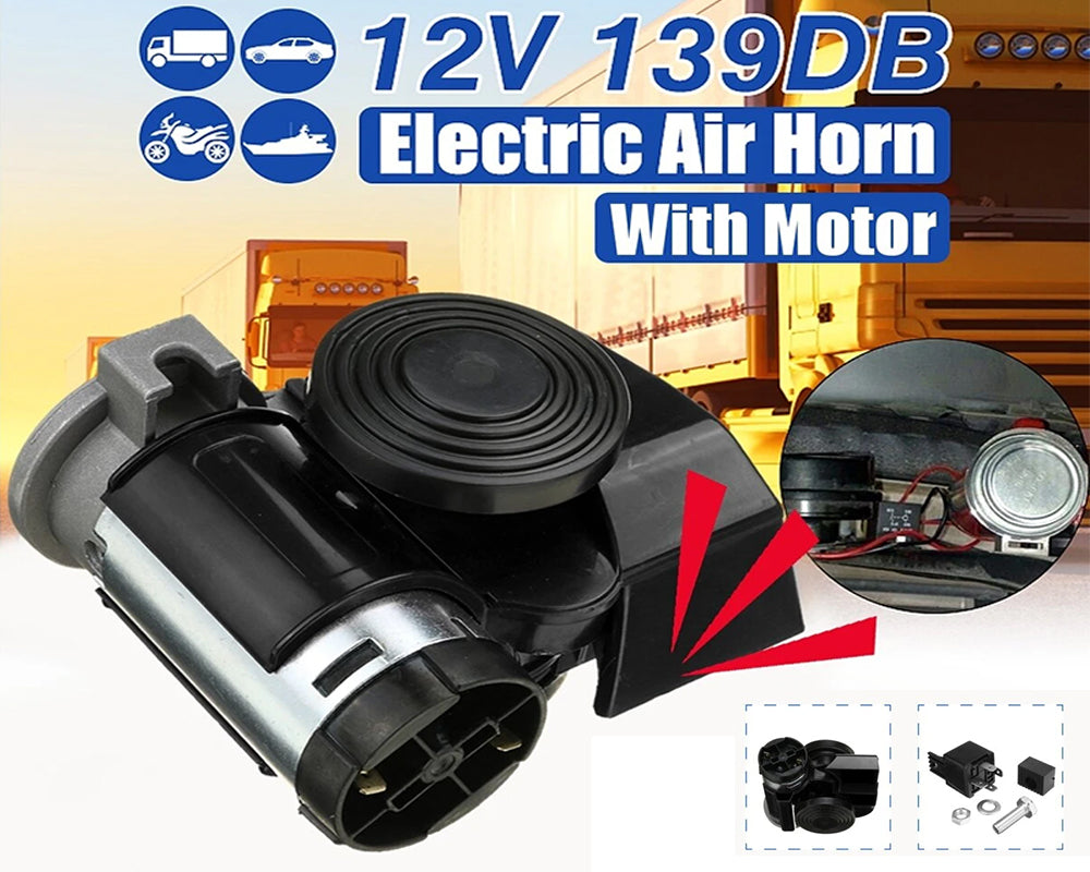 Rear view of car horn air horn 12V showing mounting bracket