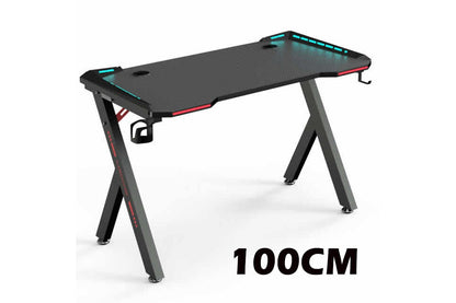 Side angle of gaming desk computer desk table showing USB handle rack