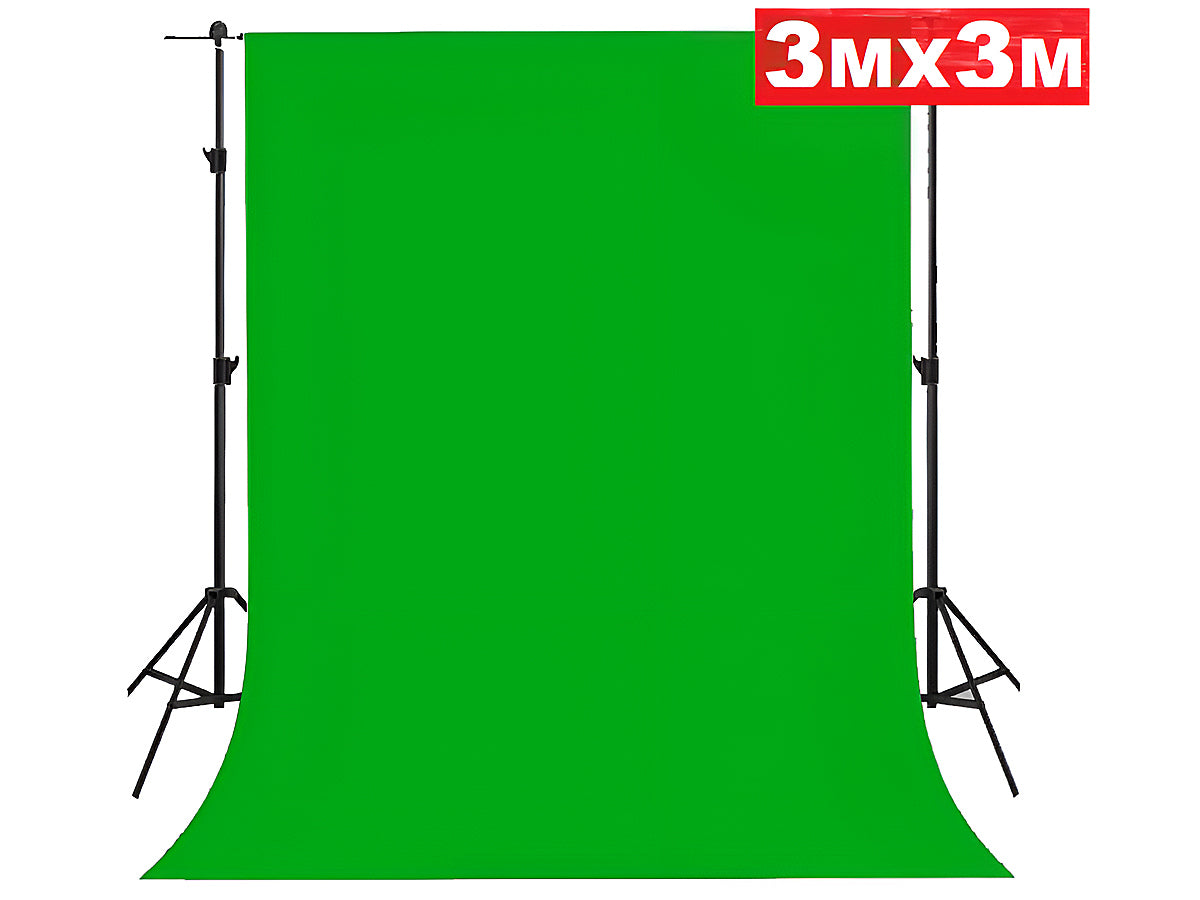 Green screen backdrop with matte finish to reduce glare