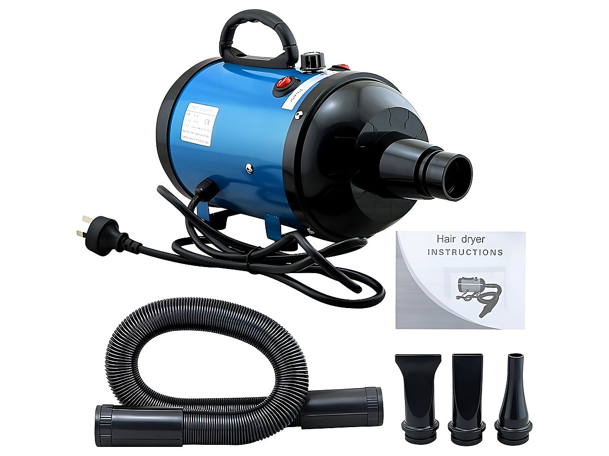 Close up of pet hair dryer nozzle for precise drying
