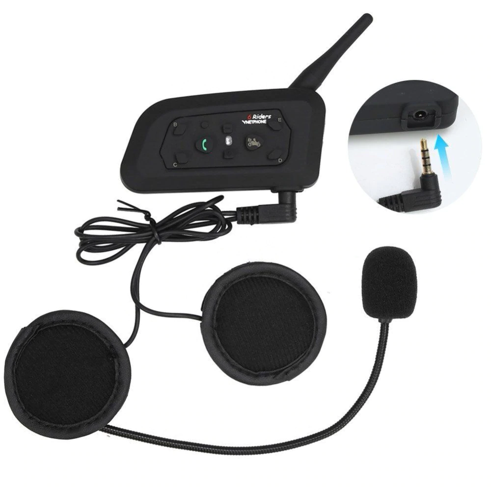 Motorcycle helmet intercom headset with GPS audio navigation in use
