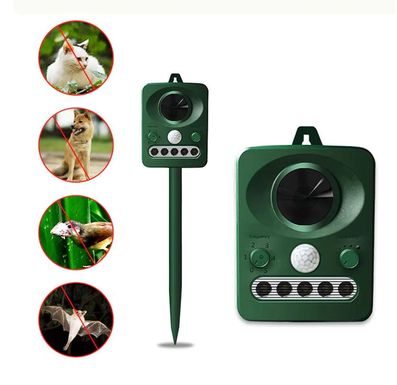 Ultrasonic Solar Powered Insect Animal Repeller PIR Dog Cat Scarer