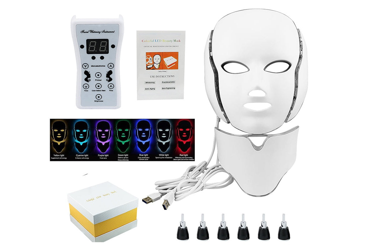 Close up of LED face mask with adjustable strap for different face shapes