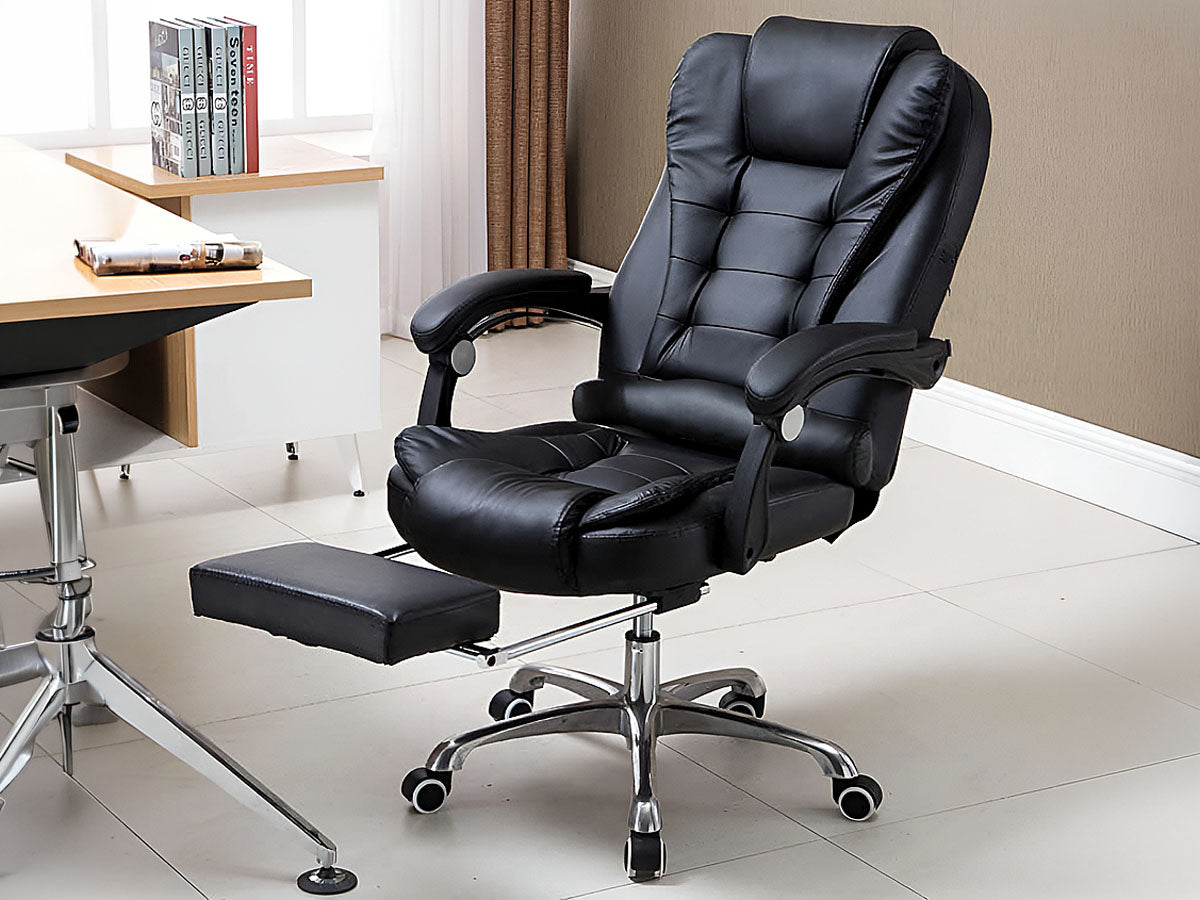 Ergonomic Gaming Office Chair – Adjustable PU Leather Computer Chair, Black