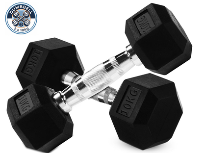 Dumbbell Set - 2X 10kg hex weights
