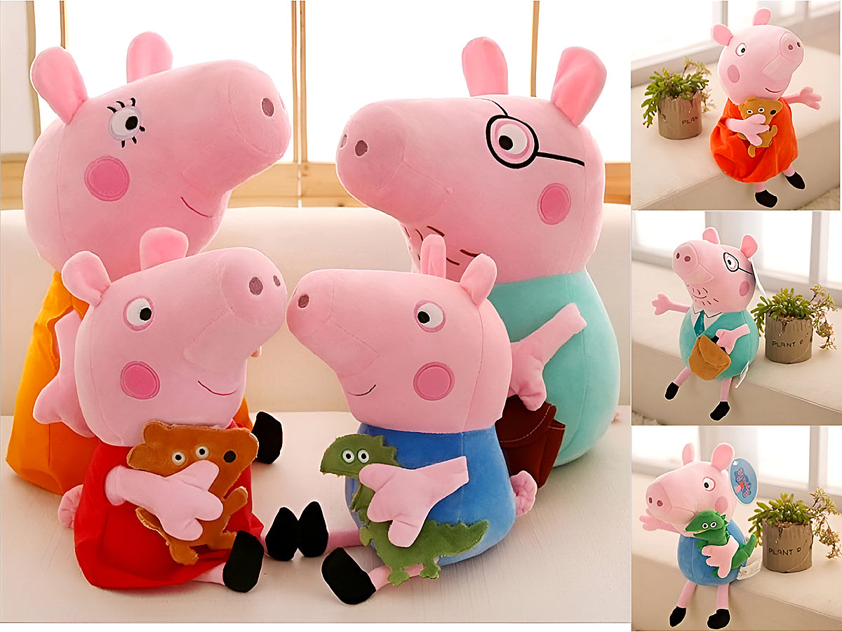 Side view of George plush doll with lightweight stuffing