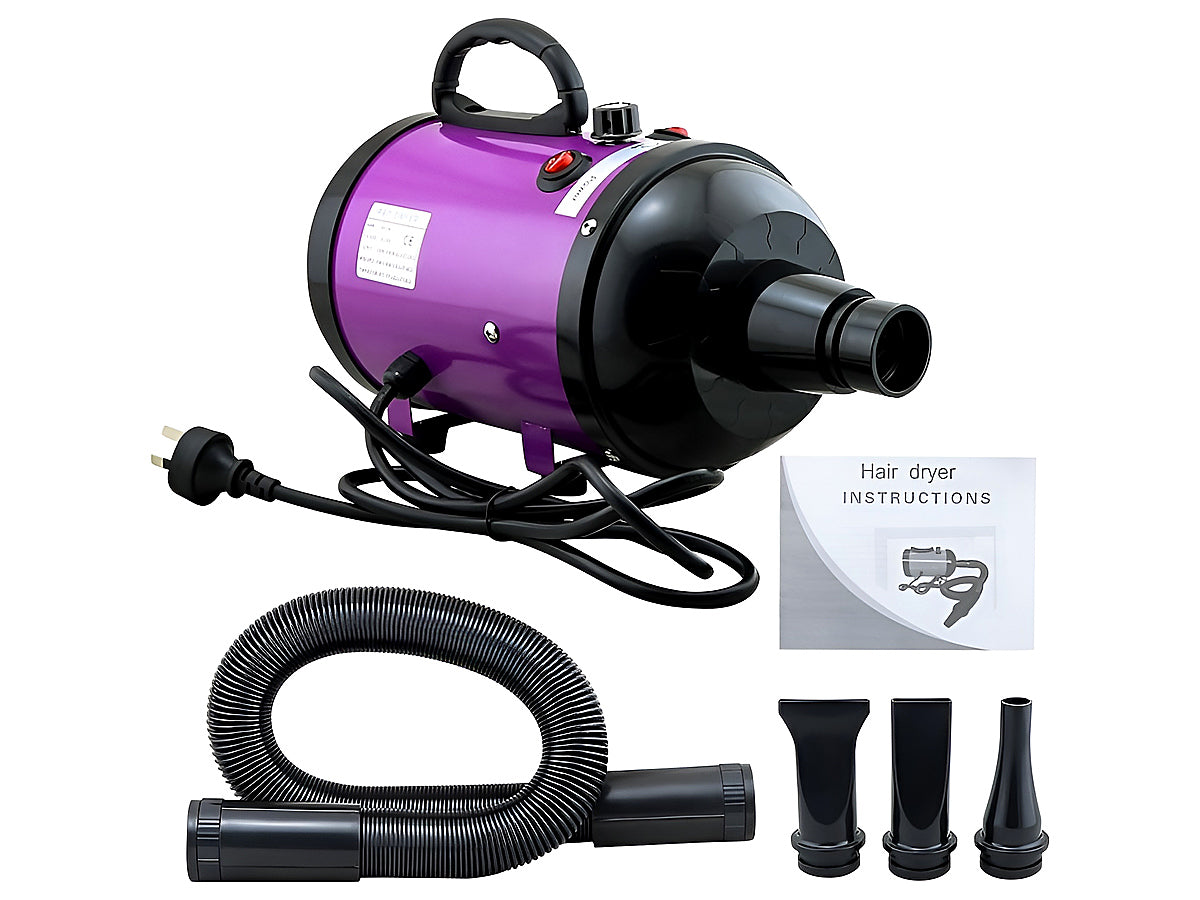 Close up of pet hair dryer nozzle attachment for precise drying