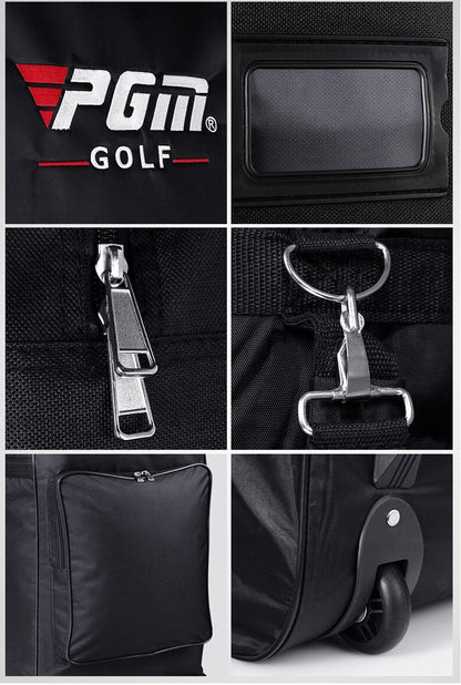 Golf travel bag folded for compact storage and transport