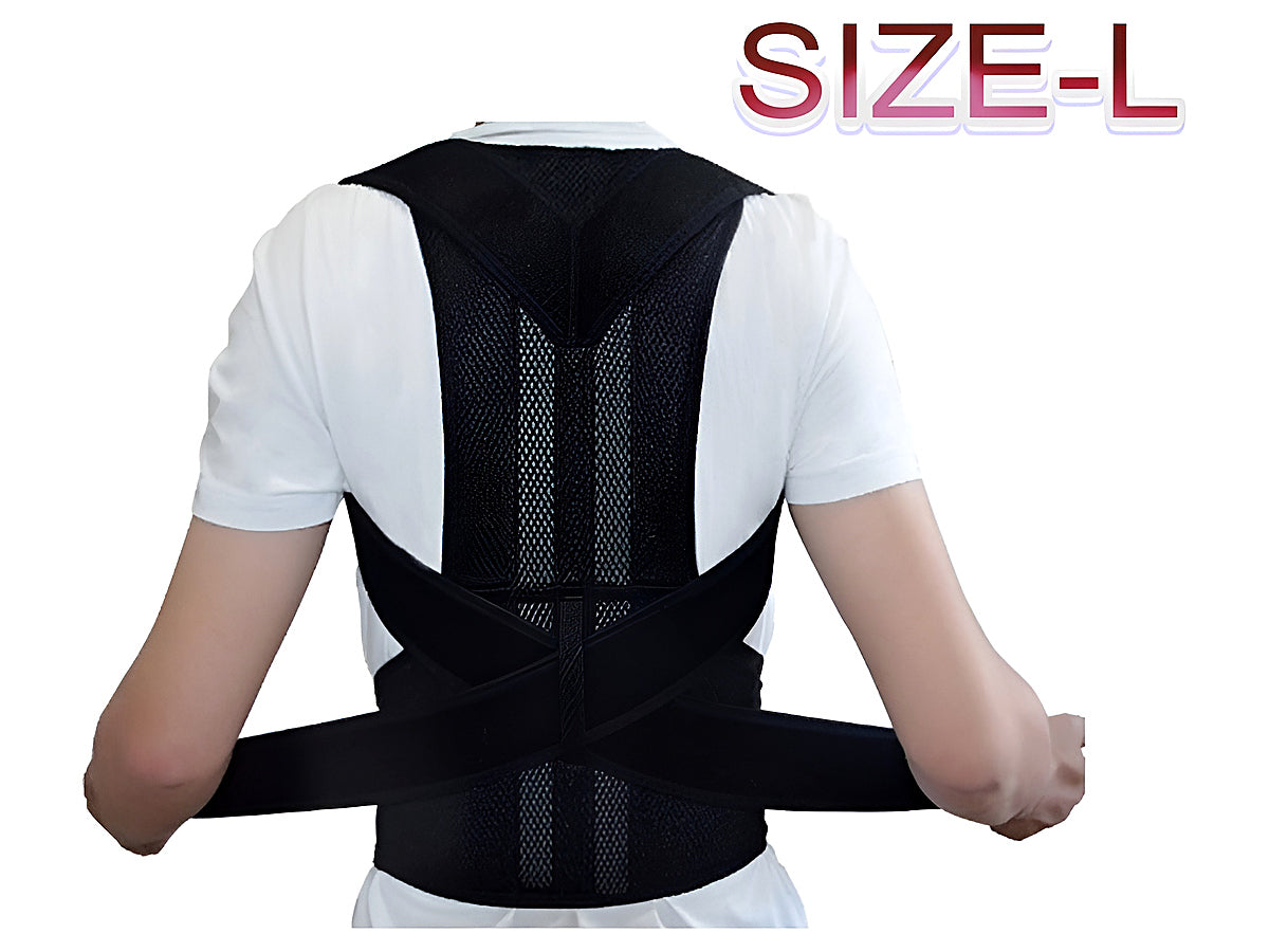 Side angle of posture corrector highlighting neoprene material