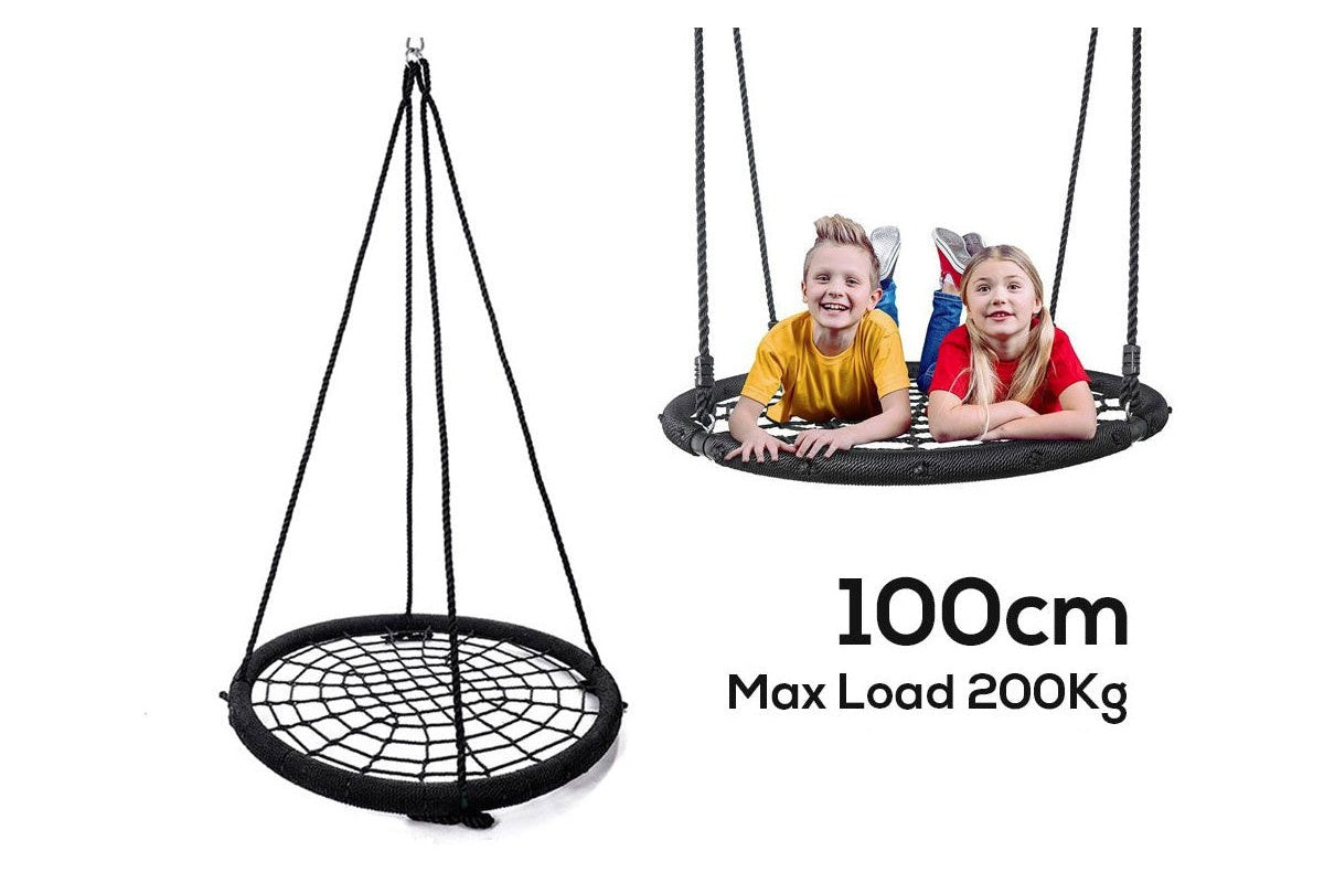 Close up of Spider Web Swing Hammock 100cm thick steel frame