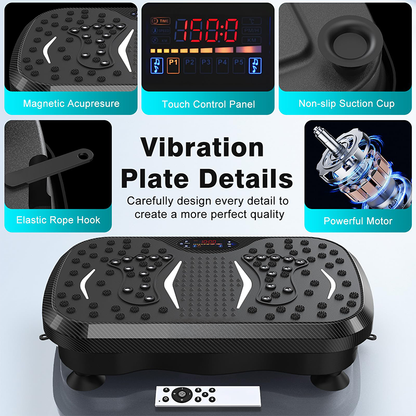 Vibration plate exercise machine showing anti-slip TPR base