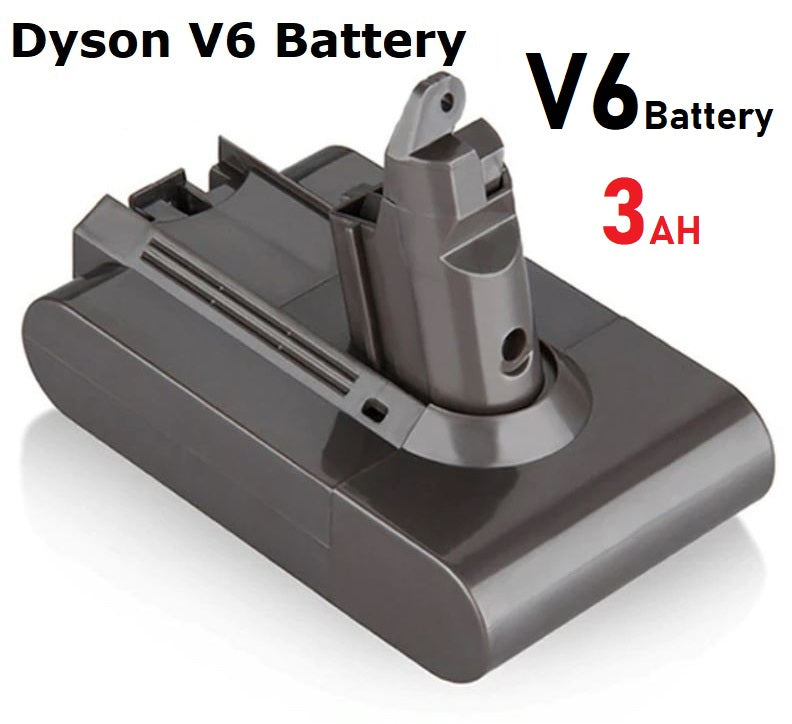 Dyson V6 battery next to compatible vacuum model