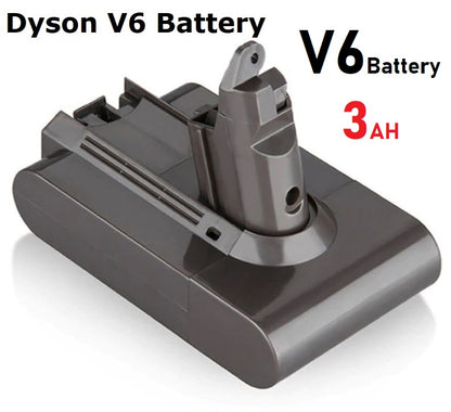 Dyson V6 battery next to compatible vacuum model
