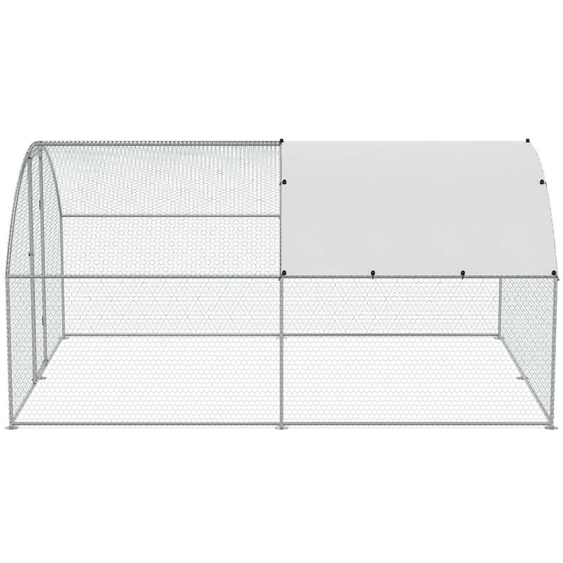 Lockable steel door of outdoor chicken coop for secure access