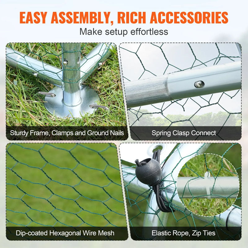Chicken coop used as rabbit run with mesh enclosure