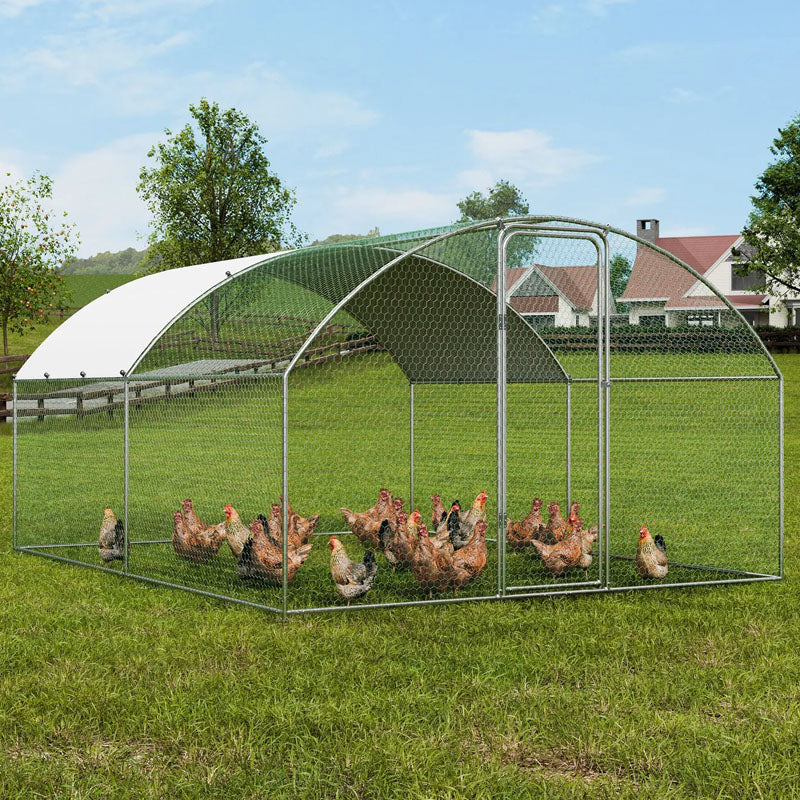 Ground pegs securing chicken coop firmly to the soil