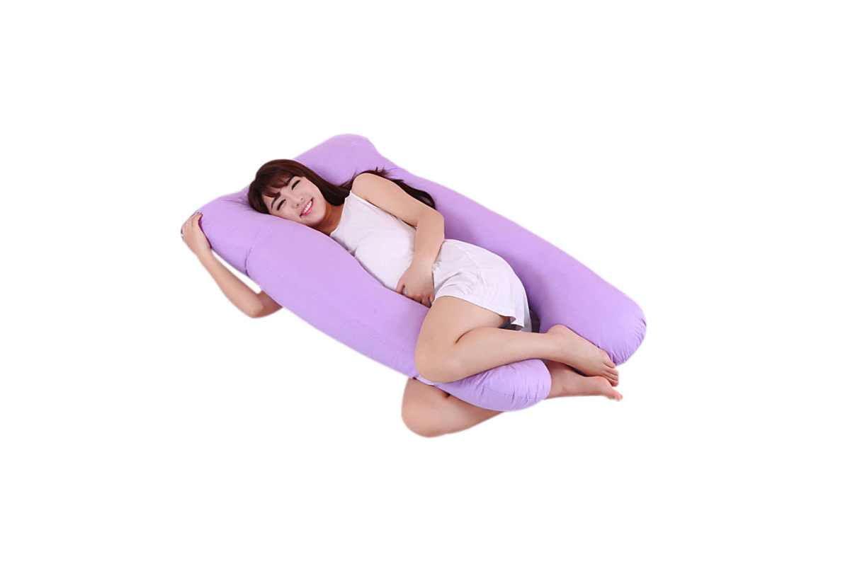 Close up of pregnancy pillow polyester fibre filling detail