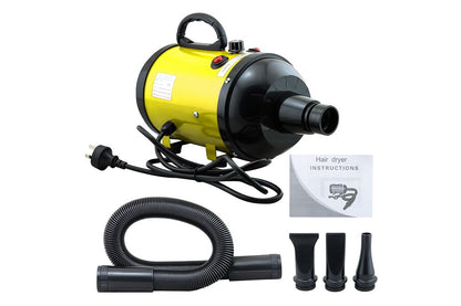 Close up of pet hair dryer adjustable speed control