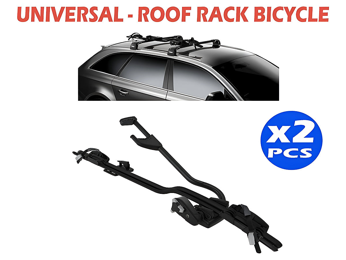 Top view of bike rack carrier mounted on car roof rails