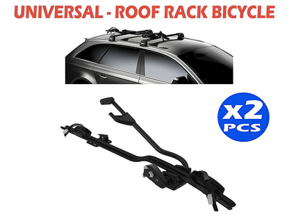 Top view of bike rack carrier mounted on car roof rails