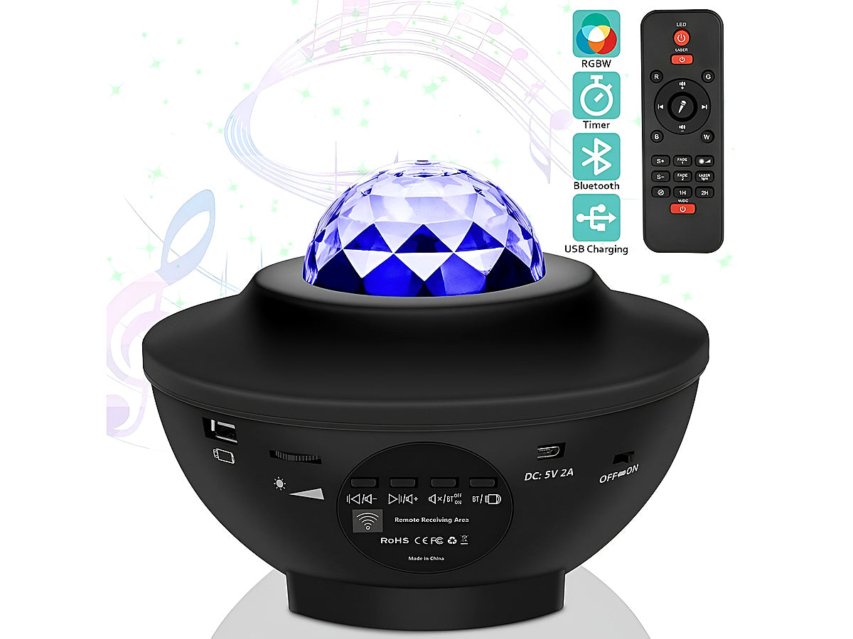 Star night light projector projecting green laser points and water wave