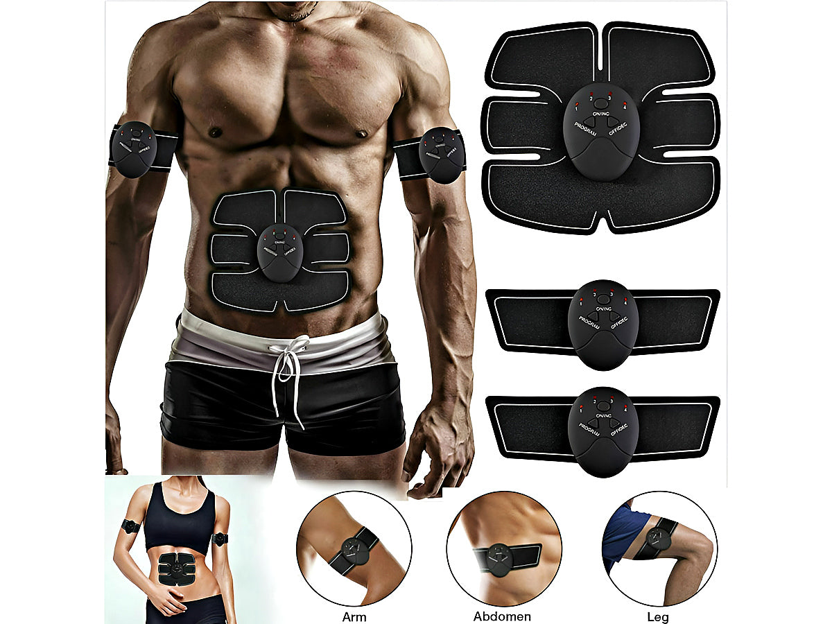 Black EMS muscle trainer pad set for abdomen use