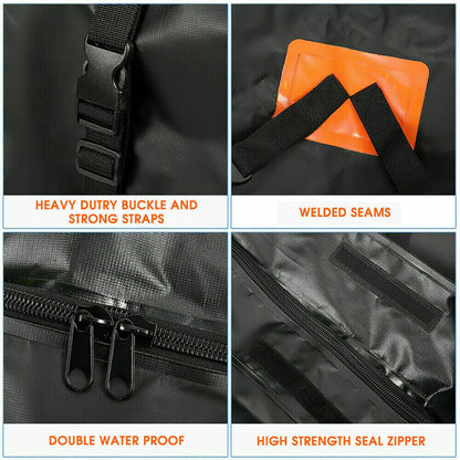 Car roof bag cargo bag zipper detail for secure closure