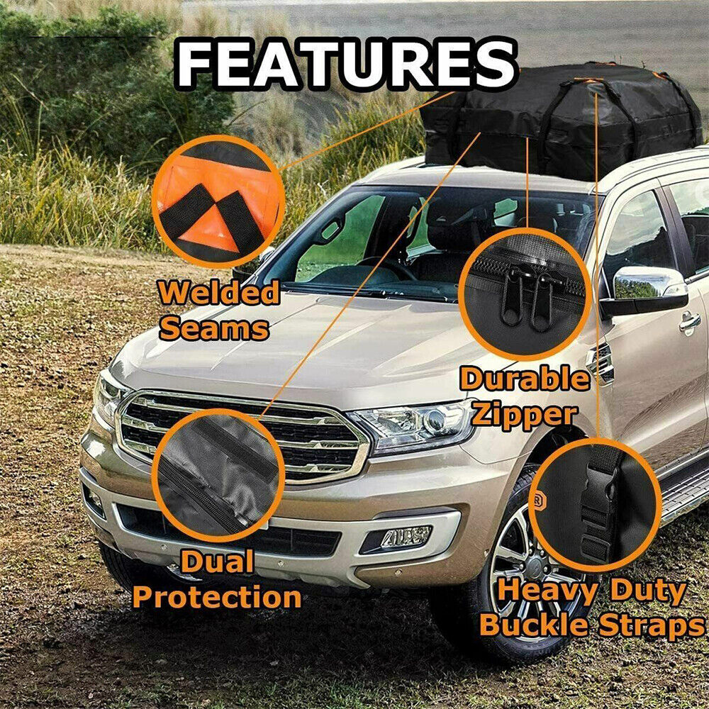 Car roof bag cargo bag packed with camping gear