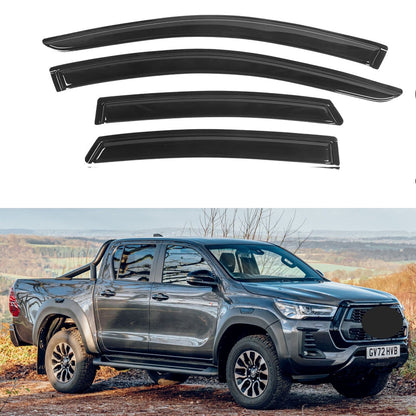 Toyota Hilux door visor showing smooth black finish