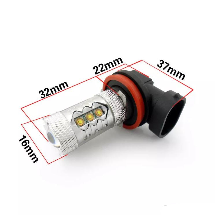 H11 LED bulb installed in vehicle fog light housing