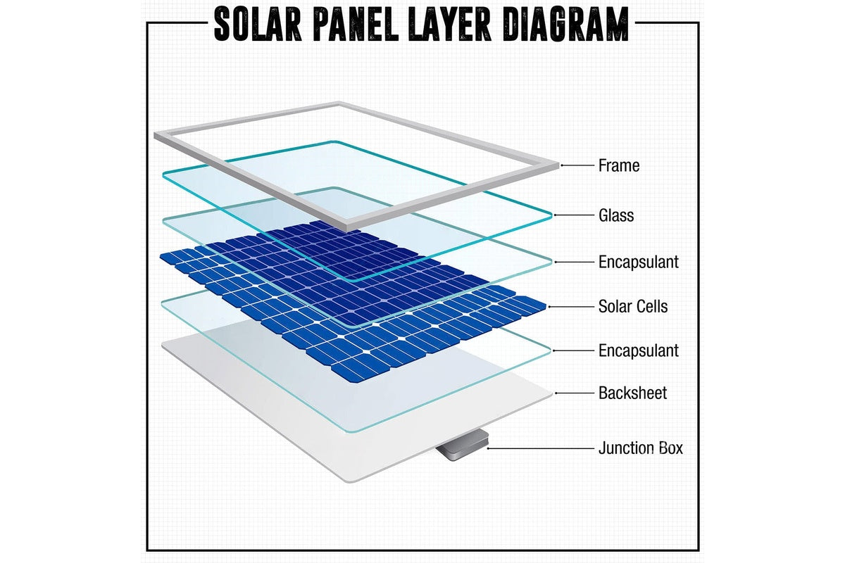 Side angle of 100W solar panel with aluminium frame