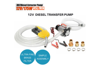 Portable diesel transfer pump with attached nozzle