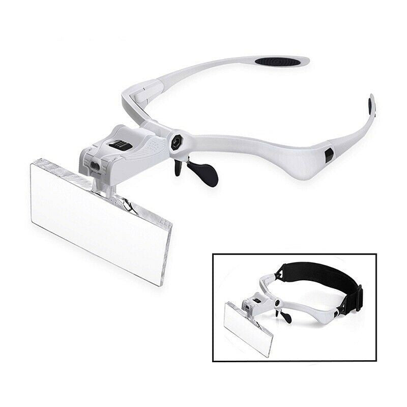 Head mount magnifier worn on headband for hands free use