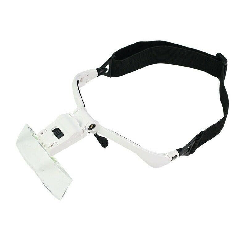 Detail of ABS material frame on head mount magnifier in white colour